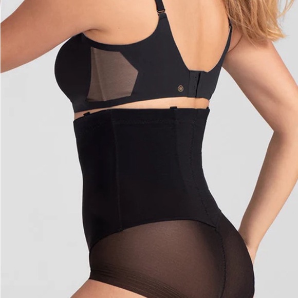Black Shapewear Bodysuit with Sheer Panels and Structured Cups - Picture 10 of 16